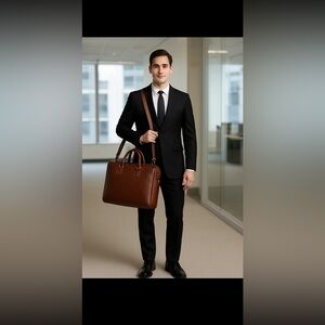 Elegant Brown Leather Men's briefcase